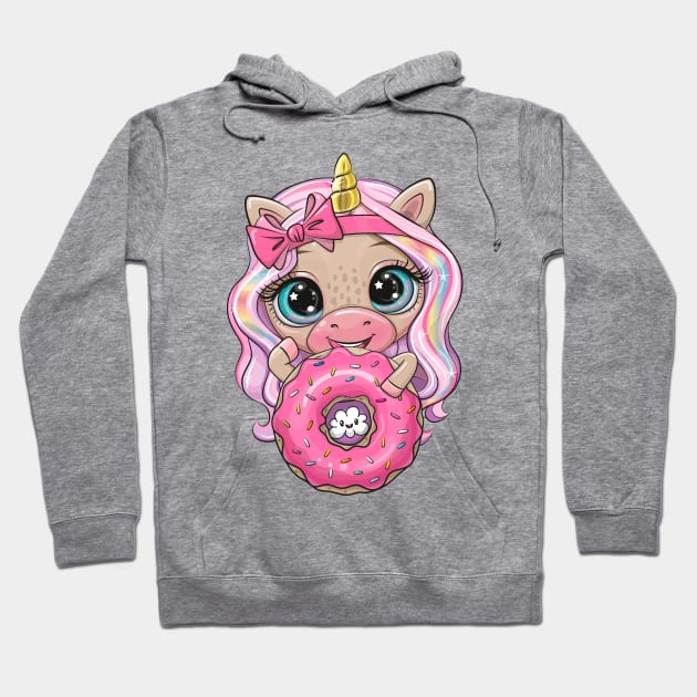 Unicorn with donut Hoodie by Reginast777